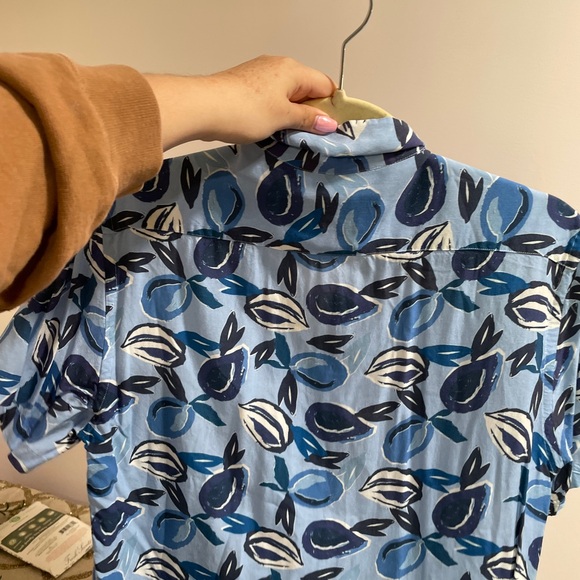 Zara Man Blue Graphic Print Button Down Size Medium - Picture 3 of 3